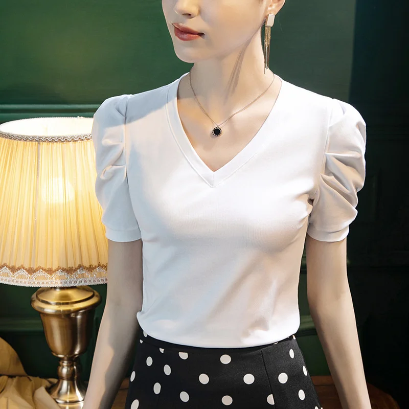 #5143 Spring Tee Short Sleeve T Shirts Women Casual Cotton Tshirt Ladies V-neck Women's Tops Vintage White Red Black Tees Female
#5143 Spring Tee Short Sleeve T Shirts Women Casual Cotton Tshirt Ladies V-neck Women's Tops Vintage White Red Black Tees Female