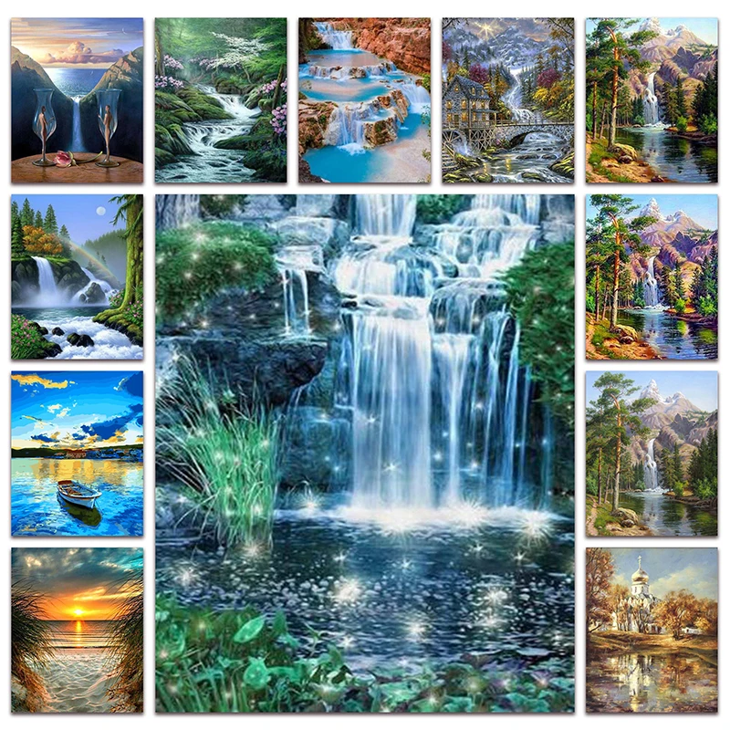 New 5D Diamond embroidery mosaic landscape mountain waterfall DIY Full Diamond painting tree forest cross stitch Home decor X004
New 5D Diamond embroidery mosaic landscape mountain waterfall DIY Full Diamond painting tree forest cross stitch Home decor X004