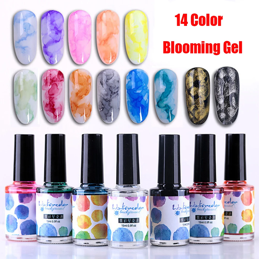 14 Color Blooming Gel 15ML Nail Polish Marbling All For Nails Art Manicure Nail Glue Permanent Gel Nail Varnishes for Women
14 Color Blooming Gel 15ML Nail Polish Marbling All For Nails Art Manicure Nail Glue Permanent Gel Nail Varnishes for Women