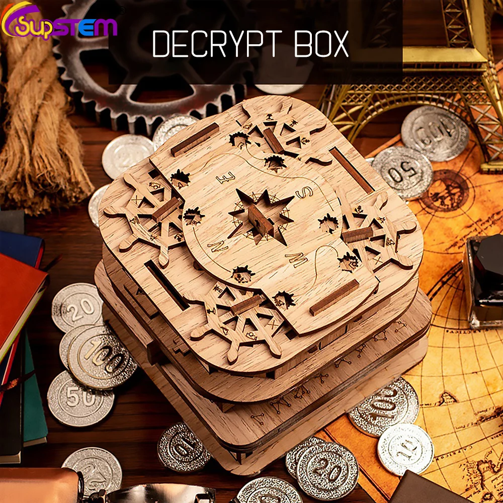 

3D Box Wooden Puzzle Toys Davy Jones Locker Maze Box Decrypt Box Brain Games Jigsaw Educational Toy For Adults Children Kid Gift