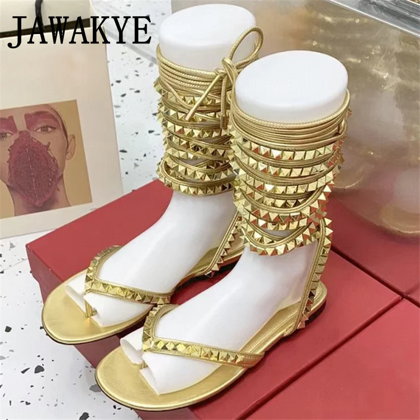Luxury Brand Rivet Decor Ankle Strap Flat Heels Sandals Open Toe Cross Band Ladies Sandals Mules Dress Shoes Banquet Shoes mujer
Luxury Brand Rivet Decor Ankle Strap Flat Heels Sandals Open Toe Cross Band Ladies Sandals Mules Dress Shoes Banquet Shoes mujer