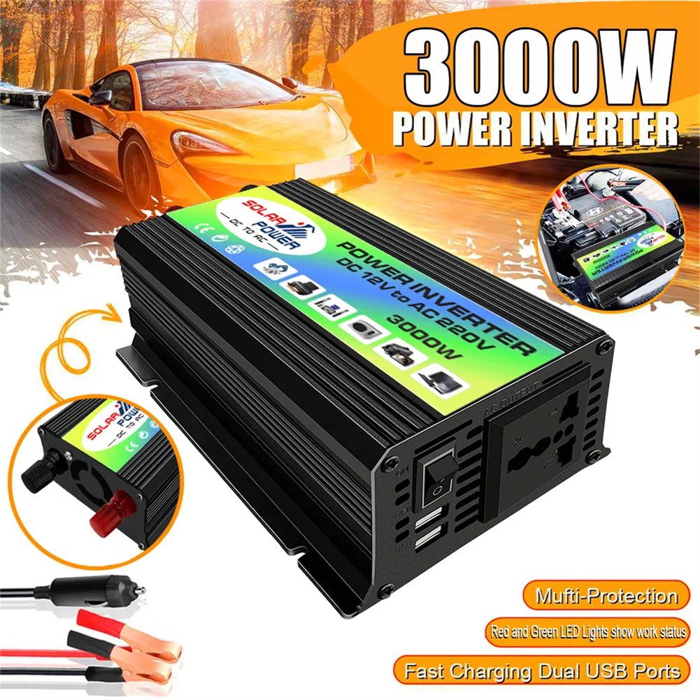 For Truck Lorry RV Accessories 3000W Boat Car Converter Power Inverter DC 12V To AC 110V/220V Invertor USB US Socket Charger
For Truck Lorry RV Accessories 3000W Boat Car Converter Power Inverter DC 12V To AC 110V/220V Invertor USB US Socket Charger