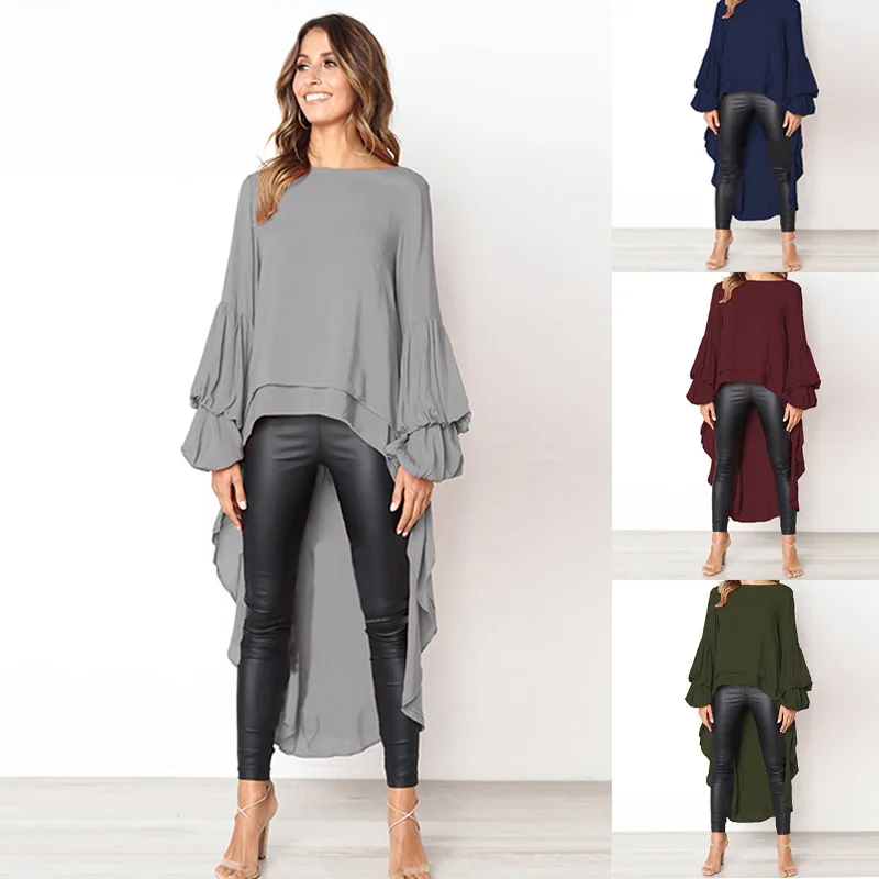 Brand New Women Solid T Shirts Asymmetric Long Lantern Sleeve Slash Neck Casual Female Tops Elegant
Brand New Women Solid T Shirts Asymmetric Long Lantern Sleeve Slash Neck Casual Female Tops Elegant
