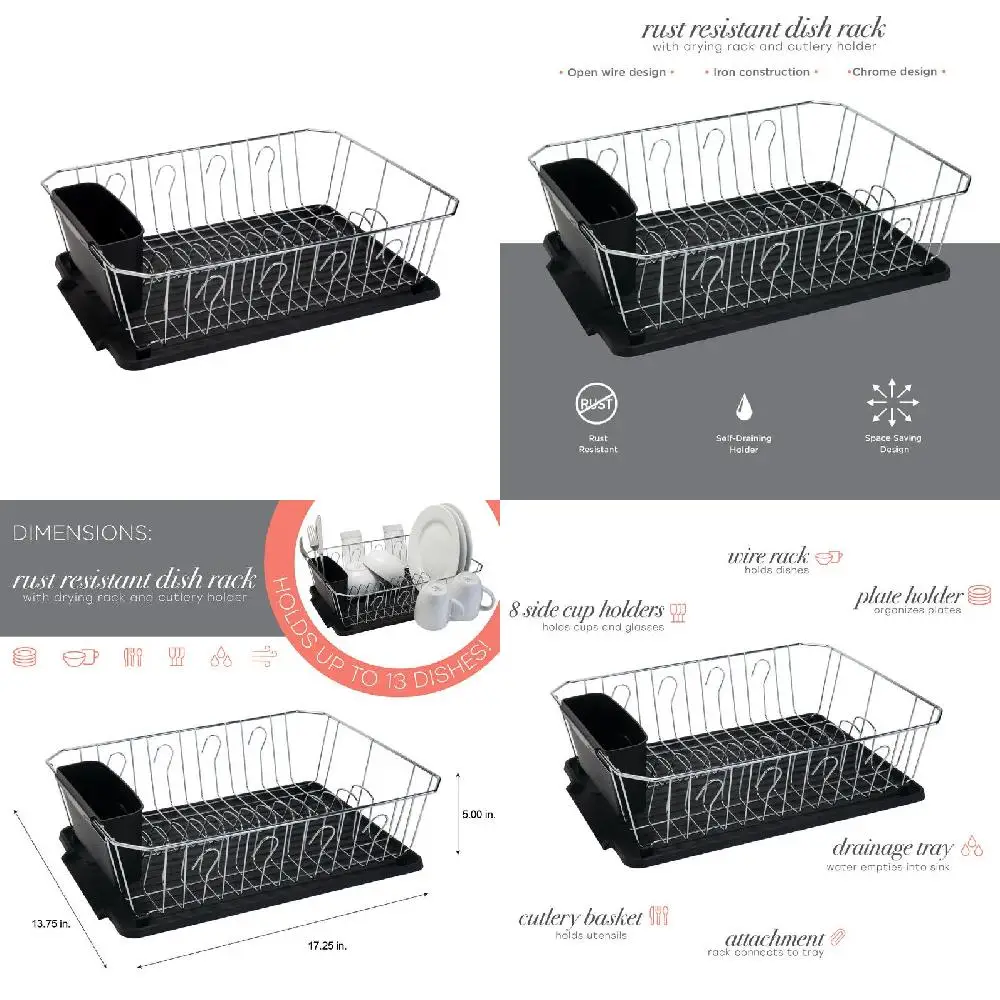 Превосходное качество, черный набор из 3 подставок для посуды 17,25x13,75x5 дюймов, идеально подходит для хранения посуды и организации на любой к...
Превосходное качество, черный набор из 3 подставок для посуды 17,25x13,75x5 дюймов, идеально подходит для хранения посуды и организации на любой к...