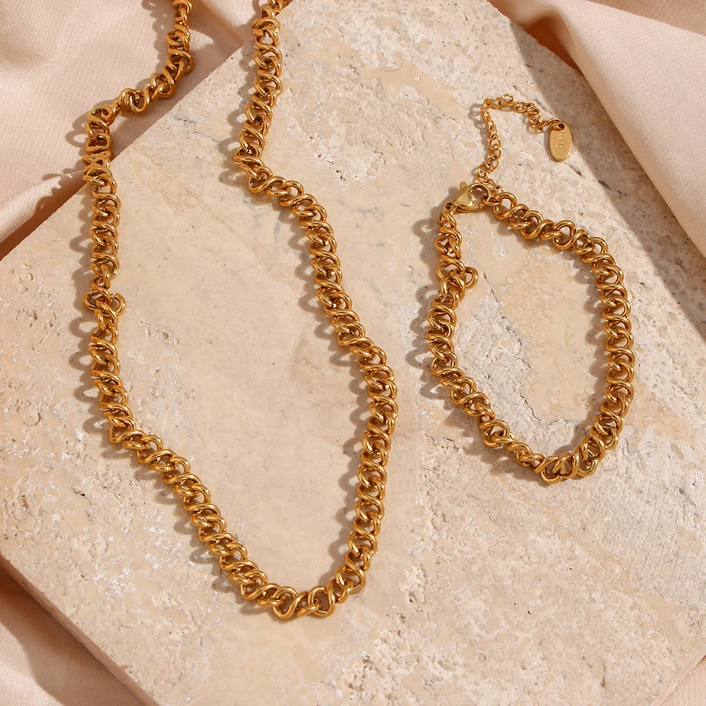 2022 Minimalist Style 18K Gold Plated Punk Chain Bracelets Necklaces for Women High Quality 316L Stainless Steel Trendy Jewelry
2022 Minimalist Style 18K Gold Plated Punk Chain Bracelets Necklaces for Women High Quality 316L Stainless Steel Trendy Jewelry