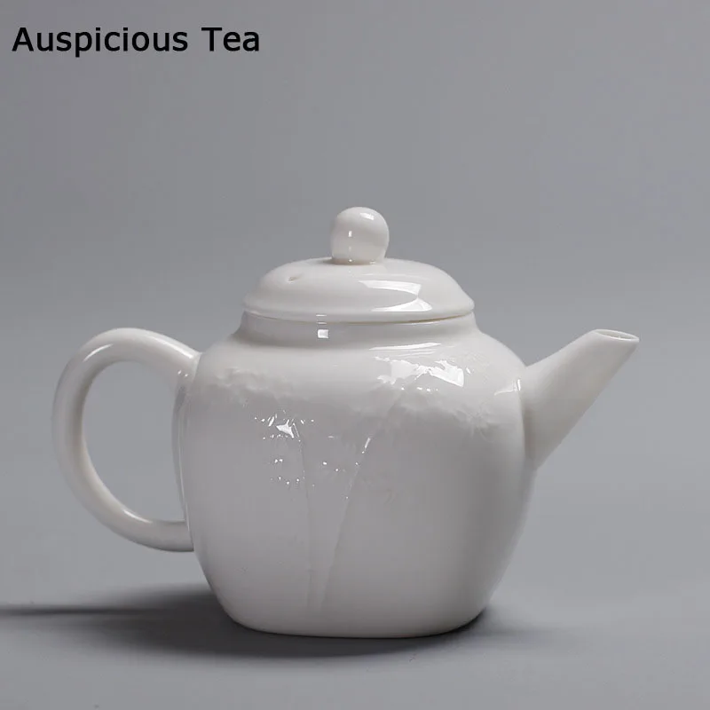 

190ml Boutique Bamboo White Sweet Embossed White Porcelain Teapot Handmade Household Kung Fu Tea Set Tea Ceremony Drinkware Gift