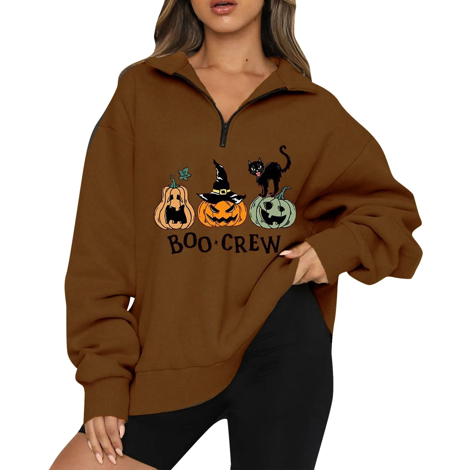 Pumpkin Graphic Pullover For Ladies Halloween Zipper Lapel Long Sleeve Hoodie Female Oversize Street Sweatshirt Autumn Winter
Pumpkin Graphic Pullover For Ladies Halloween Zipper Lapel Long Sleeve Hoodie Female Oversize Street Sweatshirt Autumn Winter