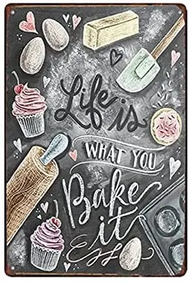 

Vintage Art Tin Sign Wall Decoration Metal Plate Life Is What You Bake It Egg For Kitchen Cafe Bar Welcome Sign In Home Decor 1