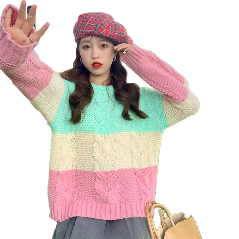 Striped Knitted Sweet Korean Style Fashion Pullovers For Women'S Ladies Autumn Winter 2022 Clothing Sweater Tops Blouse Female
Striped Knitted Sweet Korean Style Fashion Pullovers For Women'S Ladies Autumn Winter 2022 Clothing Sweater Tops Blouse Female
