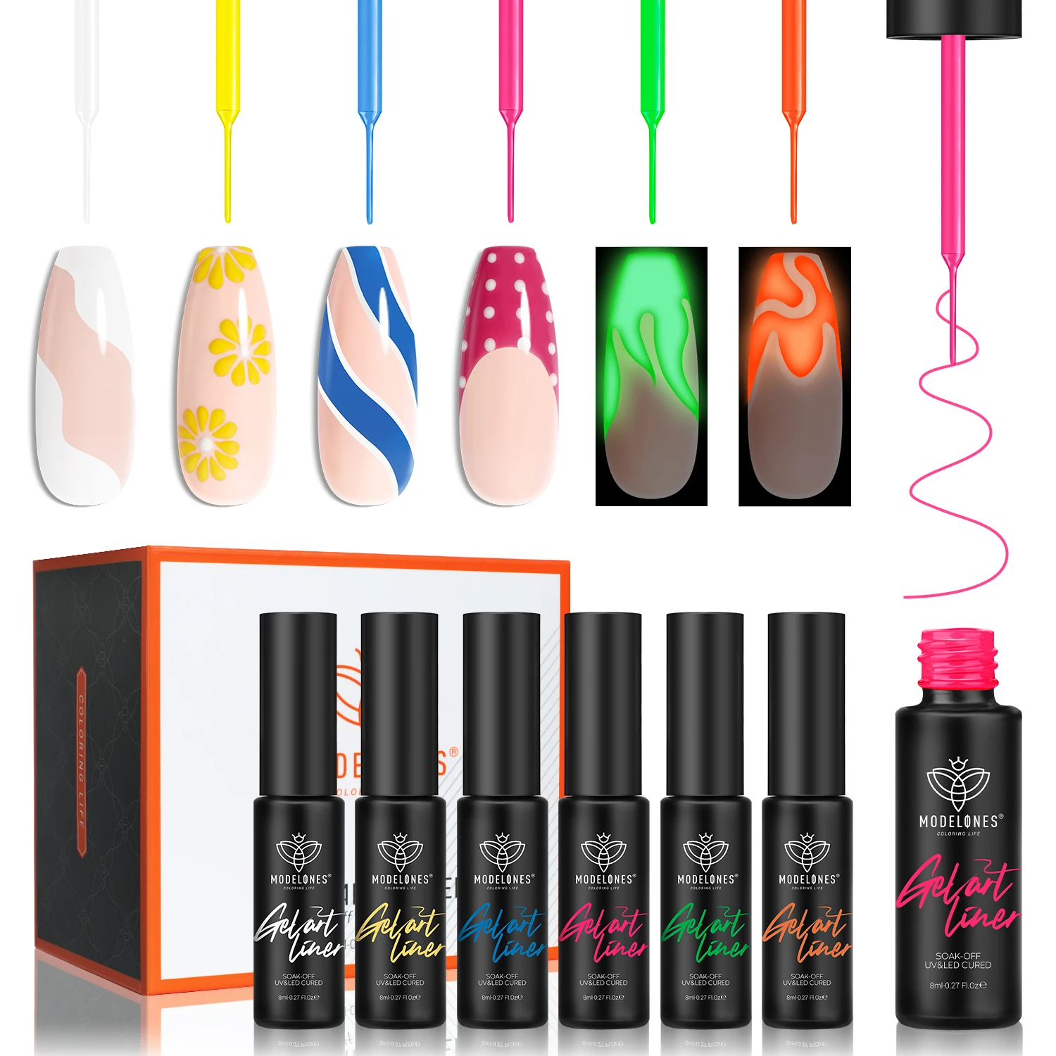 Modelones 6Pcs/box Nails Art Liner Set Gel luminous Nail Polish Nail Pull Line Polish for DIY Painting Pen Nail Art Tools
Modelones 6Pcs/box Nails Art Liner Set Gel luminous Nail Polish Nail Pull Line Polish for DIY Painting Pen Nail Art Tools