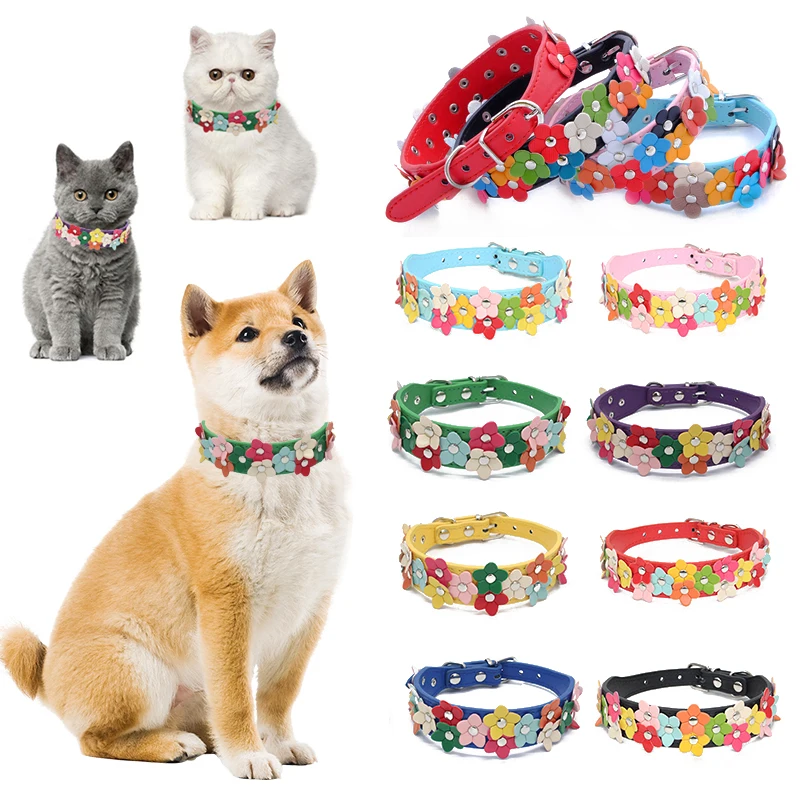 7 Colors PU Leather Puppy Dog Colorful Flower Decoration Collar Adjustable Two Row Cat Neck Strap For Pets Necklace Accessories
7 Colors PU Leather Puppy Dog Colorful Flower Decoration Collar Adjustable Two Row Cat Neck Strap For Pets Necklace Accessories