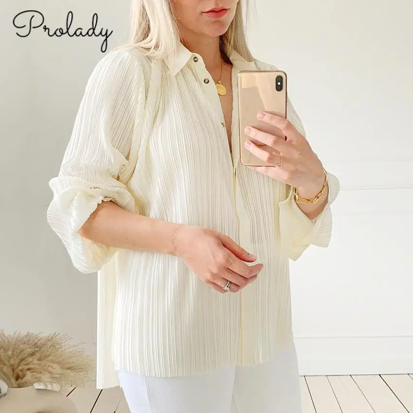 Pleated Shirt Long Sleeve Women's Shirt Chic Lapel Long Sleeve Solid Color Soft Elegant Blouses Top Female Clothing Streetwear
Pleated Shirt Long Sleeve Women's Shirt Chic Lapel Long Sleeve Solid Color Soft Elegant Blouses Top Female Clothing Streetwear
