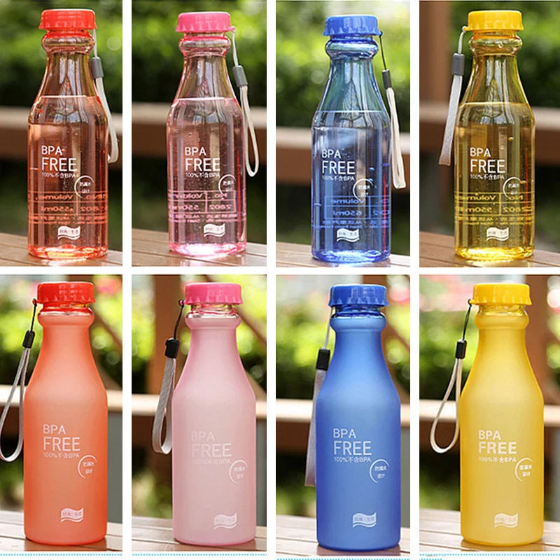 

500ml Candy-Colored Frosted Leak-proof Plastic Portable Non-breakable Soda Bottle Sealed Water Cup Beverage Water Bottle