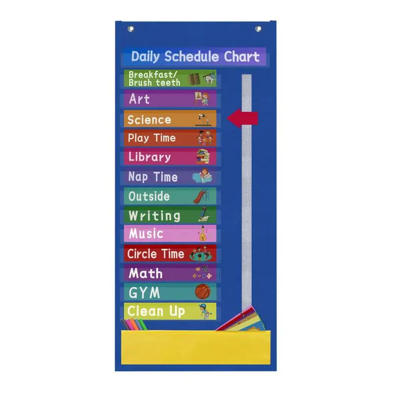 

Daily Schedule Pocket Chart Classroom Schedule With 31 Cards 131 Pockets Durable Schedule Chart For Preschool Homeschool Office