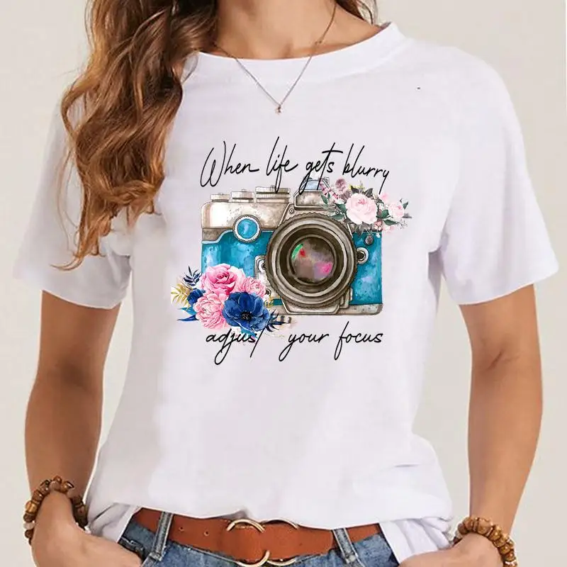 Clothing Women Short Sleeve Camera Flower Vintage Fashion Clothes Graphic T Shirt Summer Tee Ladies Cartoon T-shirt Female Top
Clothing Women Short Sleeve Camera Flower Vintage Fashion Clothes Graphic T Shirt Summer Tee Ladies Cartoon T-shirt Female Top
