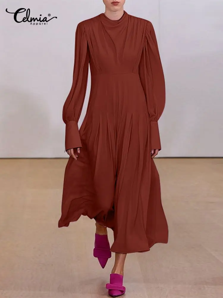 Celmia Cowl Neck Women Swing Robes 2022 Fashion Elegant Long Puff Sleeve High Waist Midi Vestidos Pleated Long Dresses Femme
Celmia Cowl Neck Women Swing Robes 2022 Fashion Elegant Long Puff Sleeve High Waist Midi Vestidos Pleated Long Dresses Femme