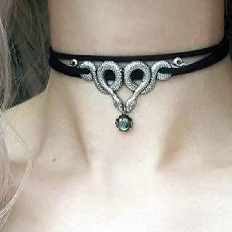 

Snake Choker Natural Labradorite Choker Necklace Snake Necklace,Witchy Gothic,CRESCENT GOTH PAGAN GOTHIC WITCHY WICCA Gift