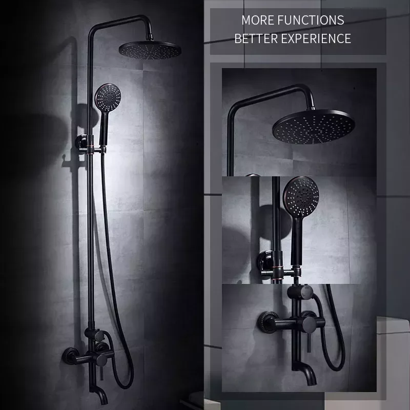 

Смеситель для душа NEW2023 в стиле ретро, бронзовый Набор для ванны с черным масляным напылением, водопад, ручной кран
