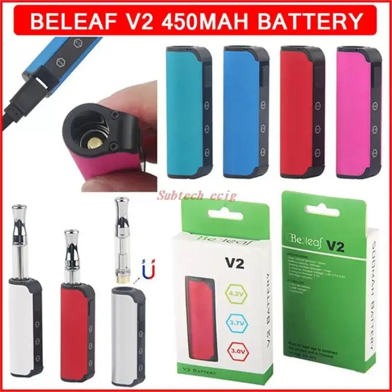 

Beleaf V2 Vape Battery 450mAh VV Variable Voltages 510 Thread Preheating Mod Vaporizer Magnetic Connection for Thick Oil Carts