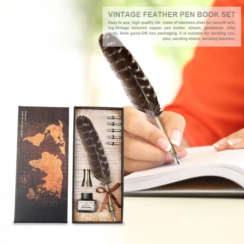Stainless Steel Dip Pen Writing Ink Set Fountain Retro Pens Stationery Feather Box 5 Nibs for Wedding Gifts Accessories
Stainless Steel Dip Pen Writing Ink Set Fountain Retro Pens Stationery Feather Box 5 Nibs for Wedding Gifts Accessories