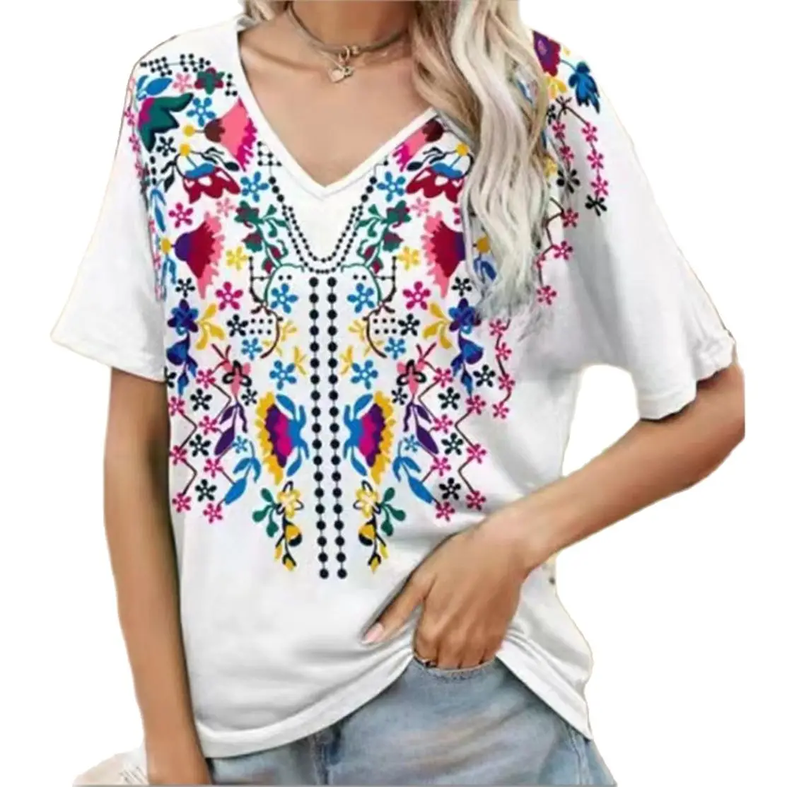 Women's V Neck T Shirts Fashion Vintage Graphics Tee Shirts Summer Casual Harajuku Short Sleeve Tops Streetwear Loose Clothing
Women's V Neck T Shirts Fashion Vintage Graphics Tee Shirts Summer Casual Harajuku Short Sleeve Tops Streetwear Loose Clothing