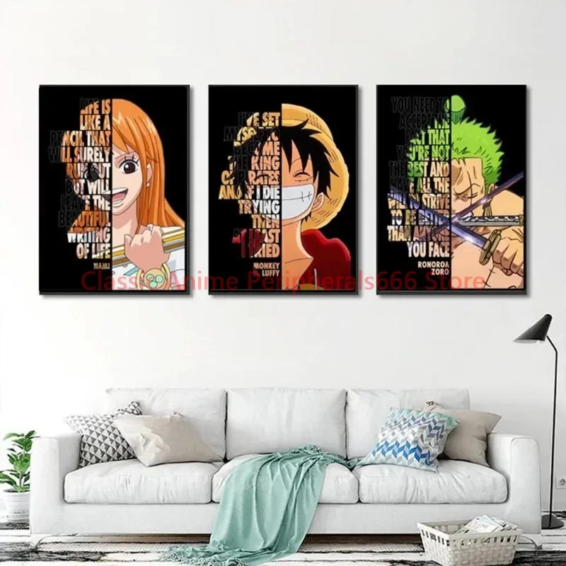 Naruto Poster One Piece Dragon Ball Children's Cartoon Inspirational Quotes Canvas Painting
