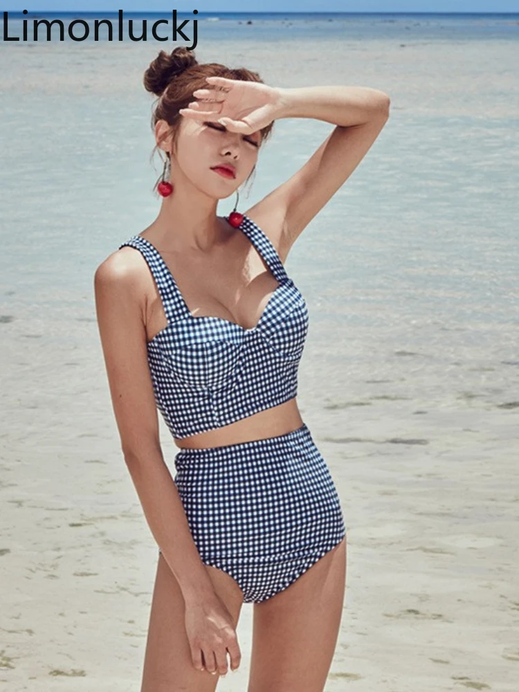 Limonluckj Aqin Same Swimsuit Women Plaid Backless Bow Bikini Sets Female Retro Steel Support High Waist Sexy Split Swimwear
Limonluckj Aqin Same Swimsuit Women Plaid Backless Bow Bikini Sets Female Retro Steel Support High Waist Sexy Split Swimwear