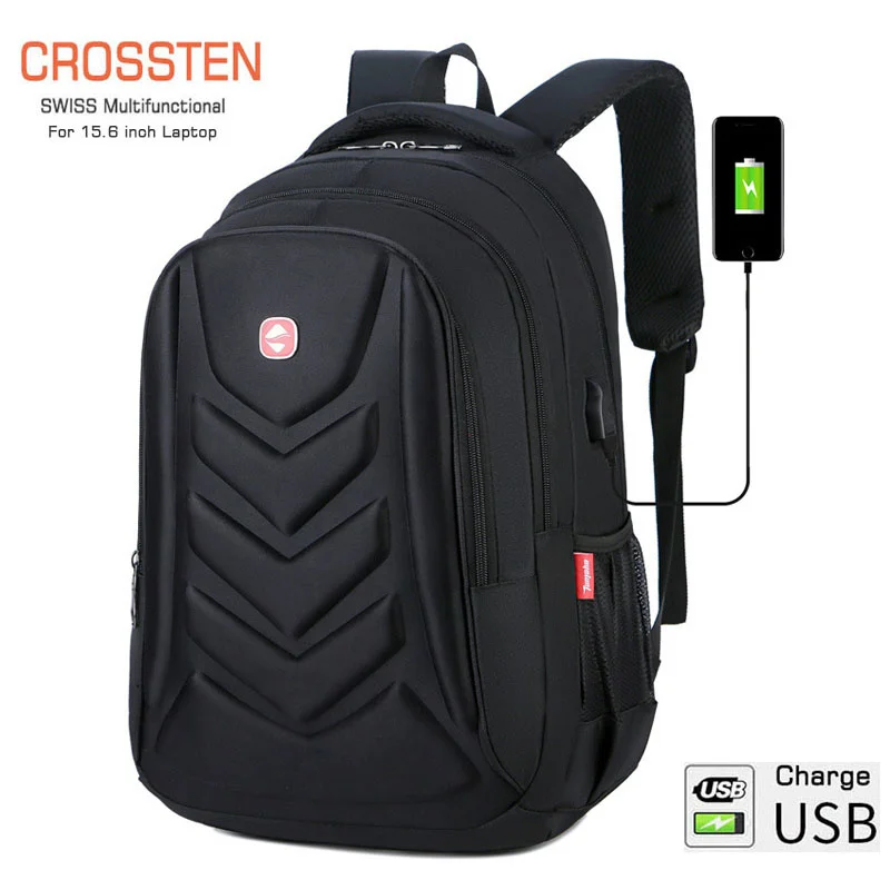 

Деловой дорожный рюкзак через плечо для ноутбука, вместительная школьная сумка, USB-порт для зарядки, 15-дюймовая сумка для компьютера, водонепроницаемая EVA