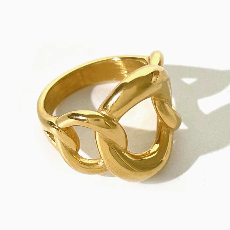 Peri'sbox 316L Stainless Steel 18K Pvd Gold Plated Chunky Link Chain Ring for Lady Statement Bold Wide Stackable Rings Wholesale 
Peri'sbox 316L Stainless Steel 18K Pvd Gold Plated Chunky Link Chain Ring for Lady Statement Bold Wide Stackable Rings Wholesale