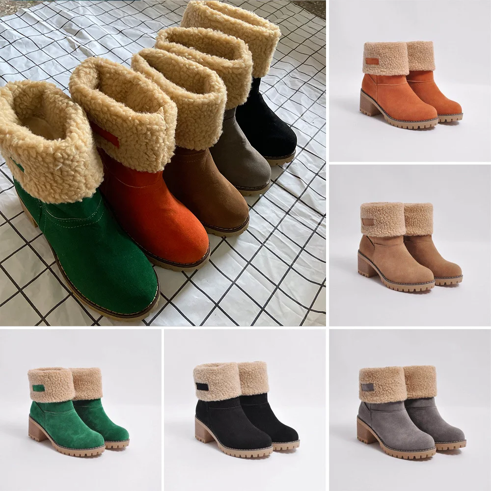 2022 Women Winter Snow Warm Boots 5cm High Heels Sheep Fur Felt Russia Boots Block Low Heels Plush Ankle Booties Chunky Shoes
2022 Women Winter Snow Warm Boots 5cm High Heels Sheep Fur Felt Russia Boots Block Low Heels Plush Ankle Booties Chunky Shoes