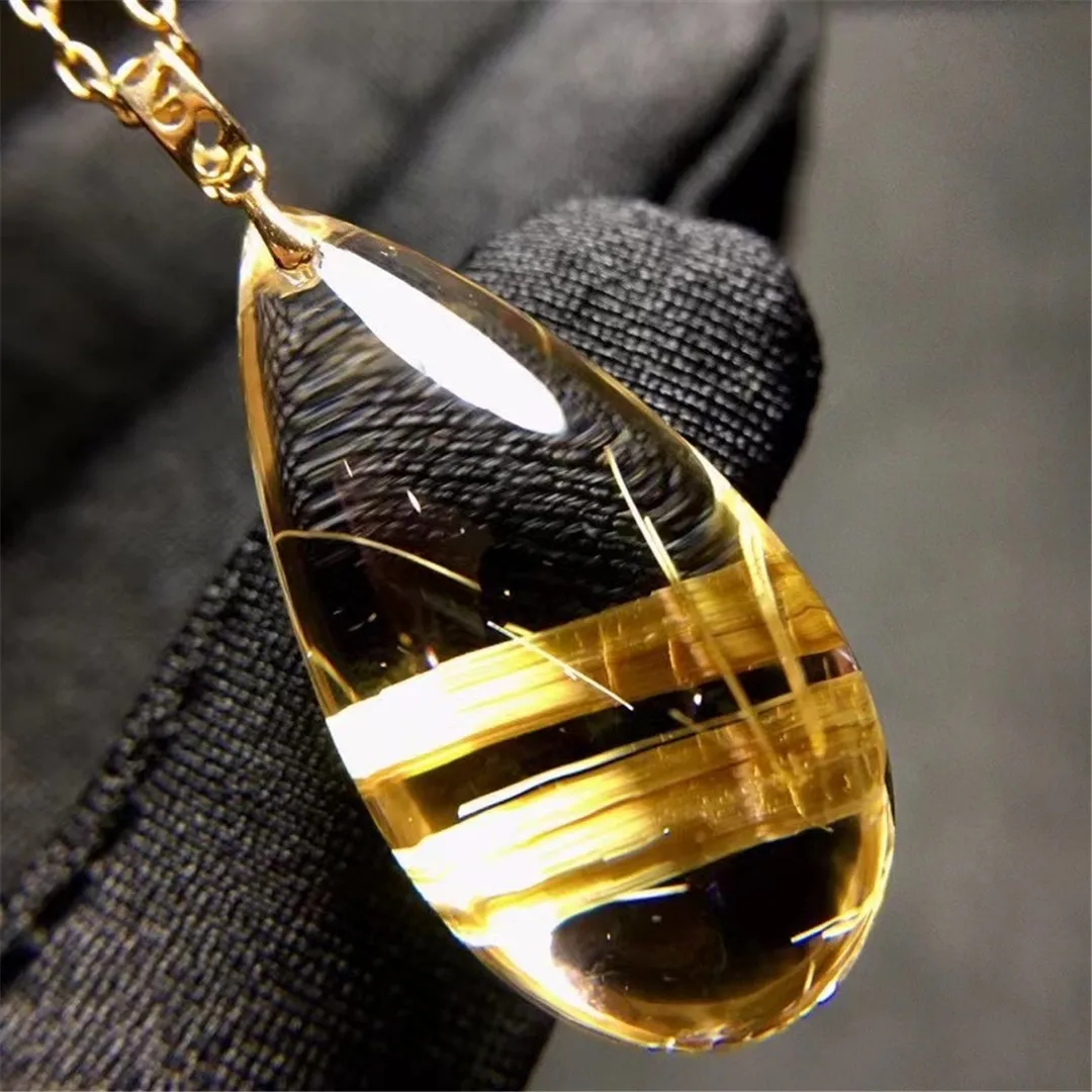Natural Gold Rutilated Quartz Pendant Necklace For Woman Man Wealth Healing Gift Crystal 26x13x9mm Beads 18K Gold Jewelry AAAAA
Natural Gold Rutilated Quartz Pendant Necklace For Woman Man Wealth Healing Gift Crystal 26x13x9mm Beads 18K Gold Jewelry AAAAA
