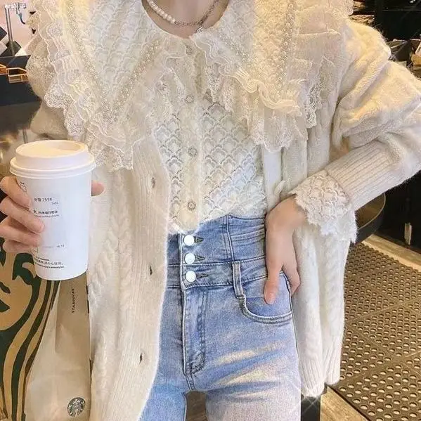Women 2022 Spring Autumn Lace Blusas Feminina Solid Long Sleeve Doll Collar Elegant Blouses Ladies Retro Casual Chic Shirts K42
Women 2022 Spring Autumn Lace Blusas Feminina Solid Long Sleeve Doll Collar Elegant Blouses Ladies Retro Casual Chic Shirts K42