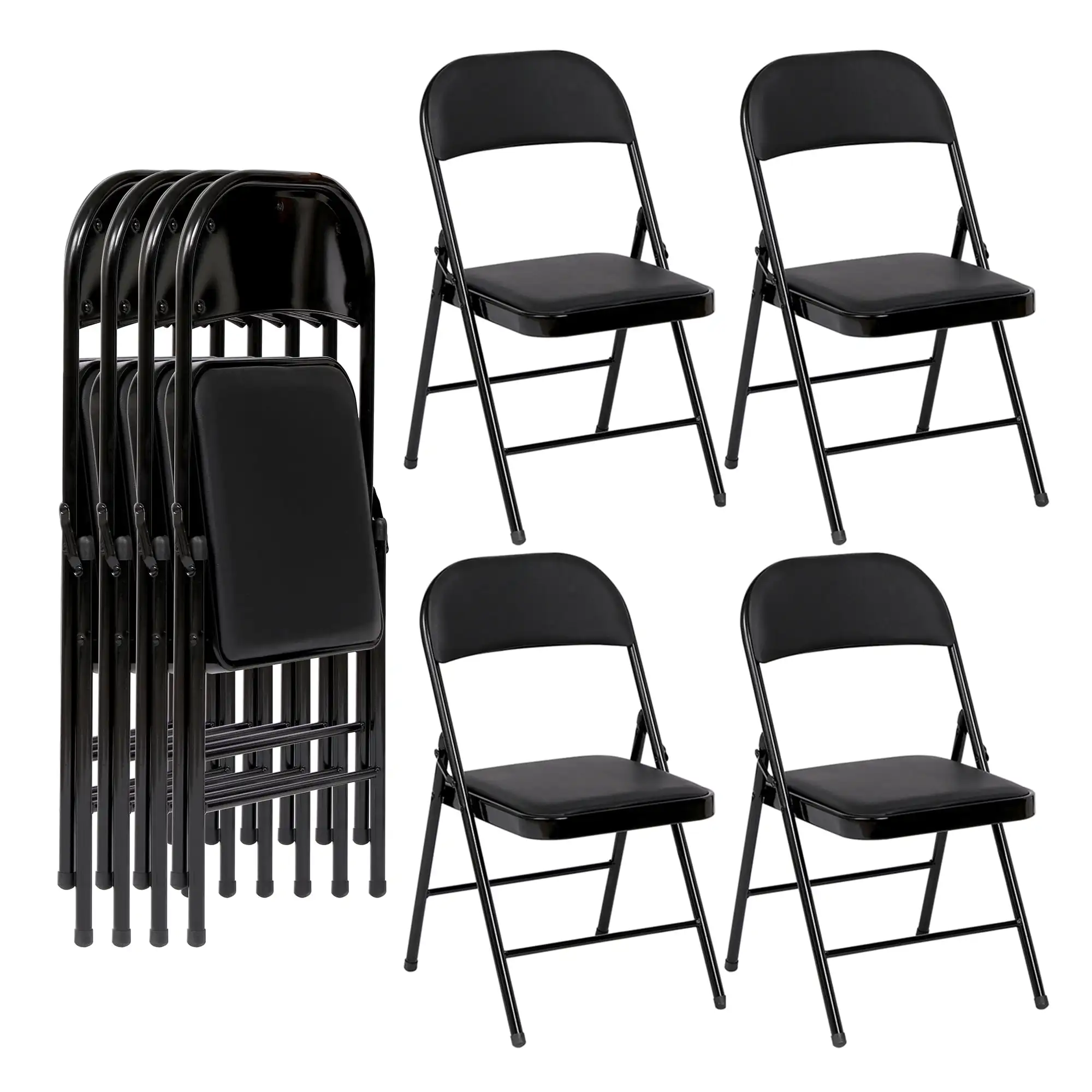 

Офисное кресло, виниловое складное кресло (4 упаковки), Черные Портативные складные стулья, домашняя мебель, мобильные стулья для гостиной, складной стул