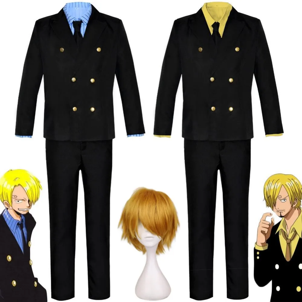 

Anime Cook Vinsmoke Sanji Mr. Prince After 2Y Cosplay Costume Wig Wano Kuni Country Black Blue Yellow Uniform Hallowen Suit