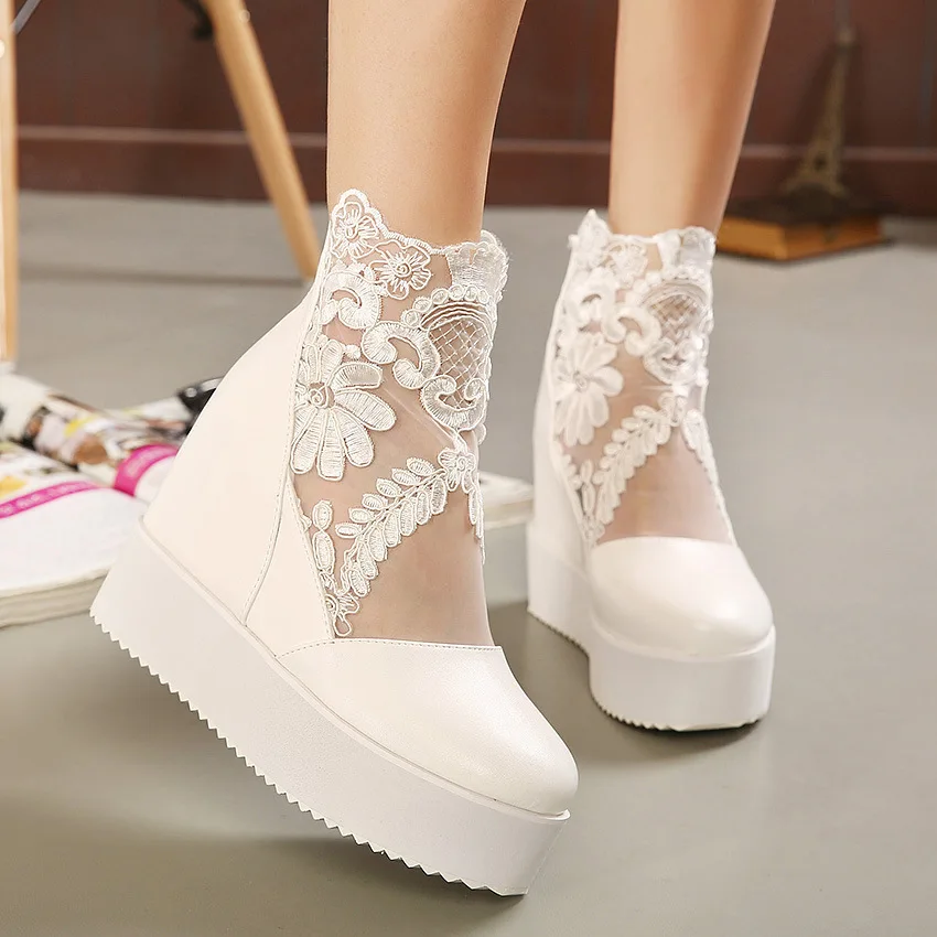 New Fashion Women Lace Shoes Wedge Heels Platform Pumps Sandals High Heel Shoes Women's Platform Lace 3 Colors 2023
New Fashion Women Lace Shoes Wedge Heels Platform Pumps Sandals High Heel Shoes Women's Platform Lace 3 Colors 2023