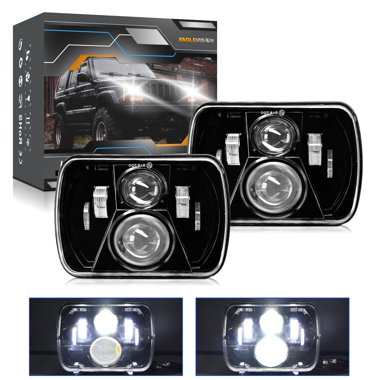 7x6 дюймов светодиодные фары DRL водонепроницаемые светодиодные фары белый Ealed Beam H4 для Wrangler YJ Cherokee XJ 12V24V лампа накаливания
7x6 дюймов светодиодные фары DRL водонепроницаемые светодиодные фары белый Ealed Beam H4 для Wrangler YJ Cherokee XJ 12V24V лампа накаливания