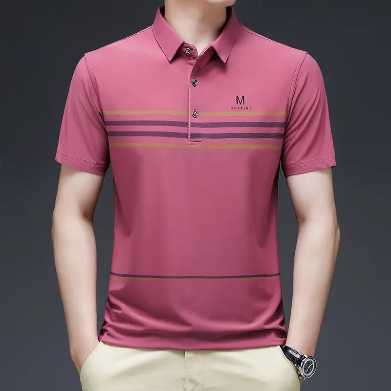 Summer Polo-Neck Slim Short Sleeve Men T Shirt Multicolor Striped Breathable Comfortable Business Basic Polo Men Clothing 2023
Summer Polo-Neck Slim Short Sleeve Men T Shirt Multicolor Striped Breathable Comfortable Business Basic Polo Men Clothing 2023