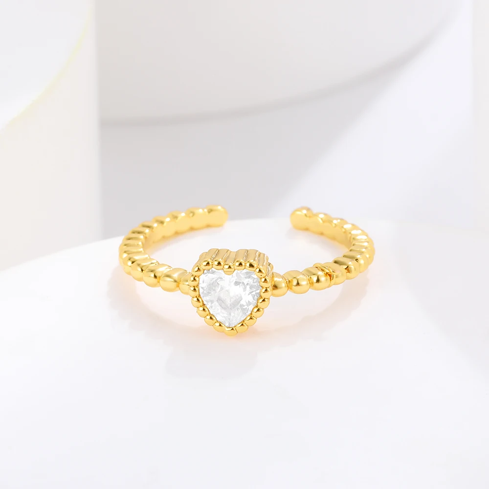 Round Romantic Heart Twinkling Cubic Zirconia Adjustable Delicate Copper Rings For Women Betrothal Couple Wedding Gift Jewelry
Round Romantic Heart Twinkling Cubic Zirconia Adjustable Delicate Copper Rings For Women Betrothal Couple Wedding Gift Jewelry