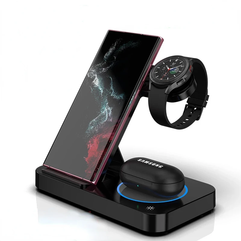 

4 in 1 Foldable Wireless Charging Station For iPhone 14 13Pro Apple Watch 7/6 For Samsung Galaxy Watch Chargers 4/3 S22 S21