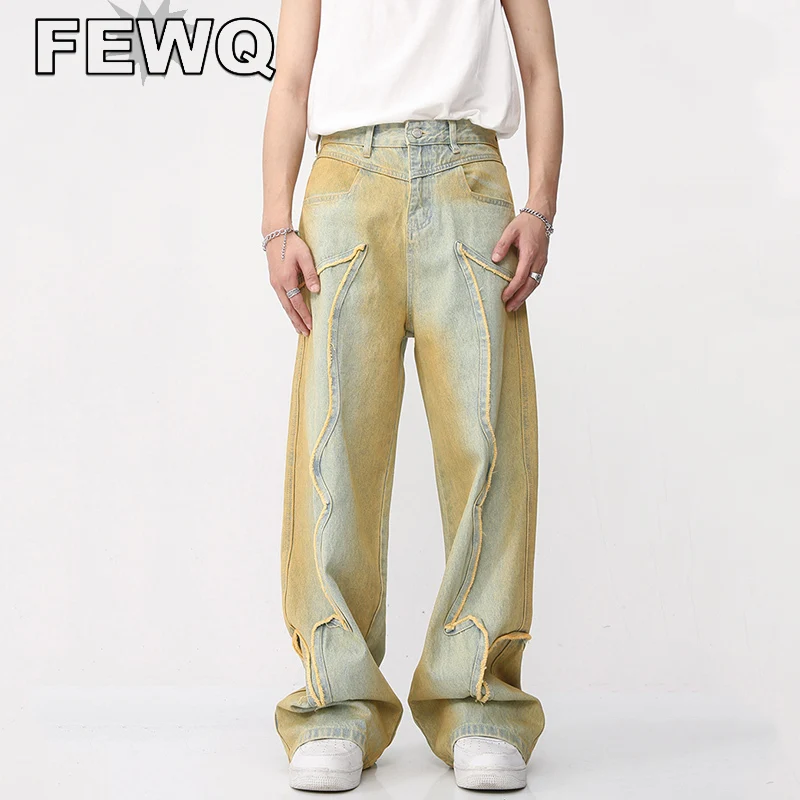 FEWQ High Street Male Fashion Vintage Jeans Trendy American Style Gradient Straight Denim Pants New Men's Burrs Trousers 9A8589
FEWQ High Street Male Fashion Vintage Jeans Trendy American Style Gradient Straight Denim Pants New Men's Burrs Trousers 9A8589