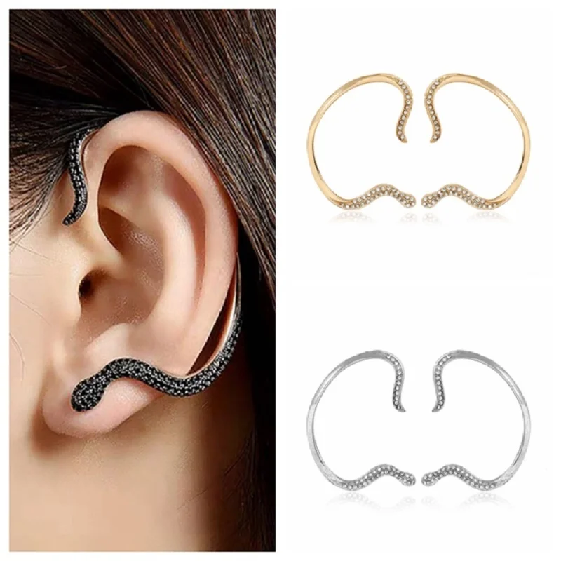 Gothic Punk Snake Ear Cuff Earrings For Women Vintage Rhinestone Snake Piercing Stud Earrings Hip Hop Jewelry
Gothic Punk Snake Ear Cuff Earrings For Women Vintage Rhinestone Snake Piercing Stud Earrings Hip Hop Jewelry