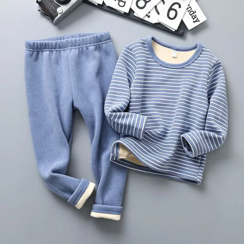 Children Thermal Underwear Plus Velvet Thicken Suit Child Clothing Casual Striped Boys Girls Pajamas Winter Bottoming 2-piece
Children Thermal Underwear Plus Velvet Thicken Suit Child Clothing Casual Striped Boys Girls Pajamas Winter Bottoming 2-piece