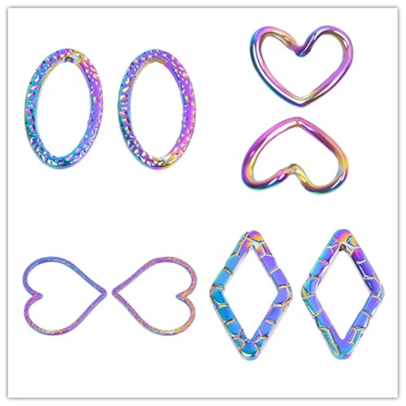 5pcs/Lot Rainbow Color Engraving Oval Heart Rhombus Geometric Shape Pendant Stainless Steel Charm For Making Jewelry Accessories
5pcs/Lot Rainbow Color Engraving Oval Heart Rhombus Geometric Shape Pendant Stainless Steel Charm For Making Jewelry Accessories