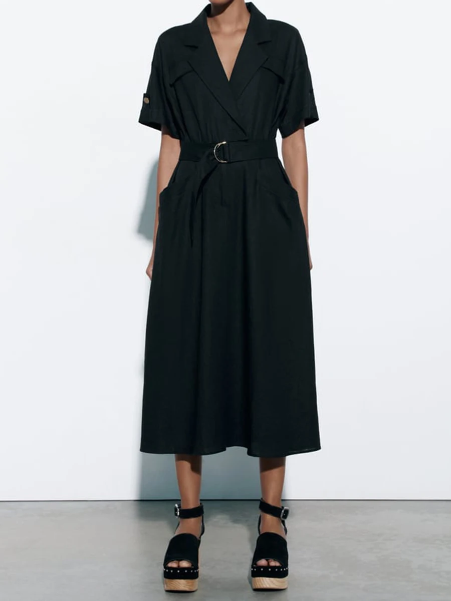 American Vintage Solid Blouse Dress 2023 Summer New Casual Notched Belt Buttons Vestidos Streetwear Simple Fashion Shirt Dresses
American Vintage Solid Blouse Dress 2023 Summer New Casual Notched Belt Buttons Vestidos Streetwear Simple Fashion Shirt Dresses