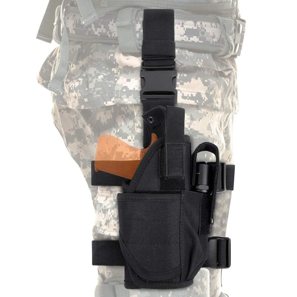 Tactical Drop Leg Holster Adjustable Gun Holster Pouch Thigh Pistol Gun Holster with Magazine Pouches for Left/Right Hand
Tactical Drop Leg Holster Adjustable Gun Holster Pouch Thigh Pistol Gun Holster with Magazine Pouches for Left/Right Hand