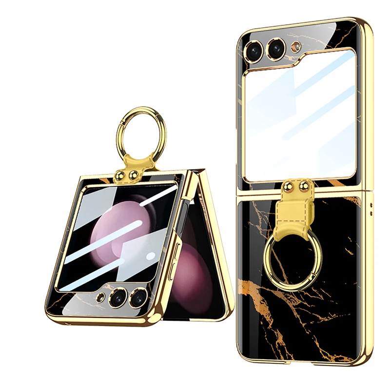 Plating Patterned Tempered Glass Case For Samsung Galaxy Z Flip 5 Case Ring Holder Hard Shockproof Cover For Galaxy Z Flip5 Capa
Plating Patterned Tempered Glass Case For Samsung Galaxy Z Flip 5 Case Ring Holder Hard Shockproof Cover For Galaxy Z Flip5 Capa