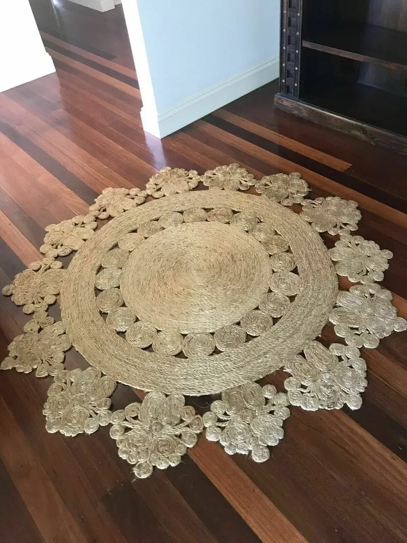 Новый коврик из джута ручной работы 120x120 см, двусторонняя плетеная полоса, стиль Конопляный ковер
Новый коврик из джута ручной работы 120x120 см, двусторонняя плетеная полоса, стиль Конопляный ковер