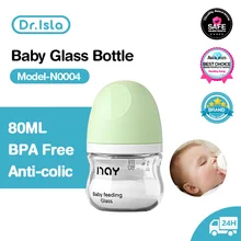 Dr.isla Newborn Feeding Bottles 80ML/160ML Baby Bottle Glass Bottles Anti-flatulence Milk Feeding Bottles Infant BPA free