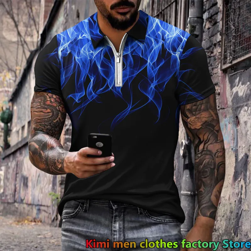 Luxury Men's Clothing Polo Shirts Casual Turn-Down Collar Zipper Golf Travel Flame Printed Short Sleeve Tee Shirt Men Polo Tops
Luxury Men's Clothing Polo Shirts Casual Turn-Down Collar Zipper Golf Travel Flame Printed Short Sleeve Tee Shirt Men Polo Tops