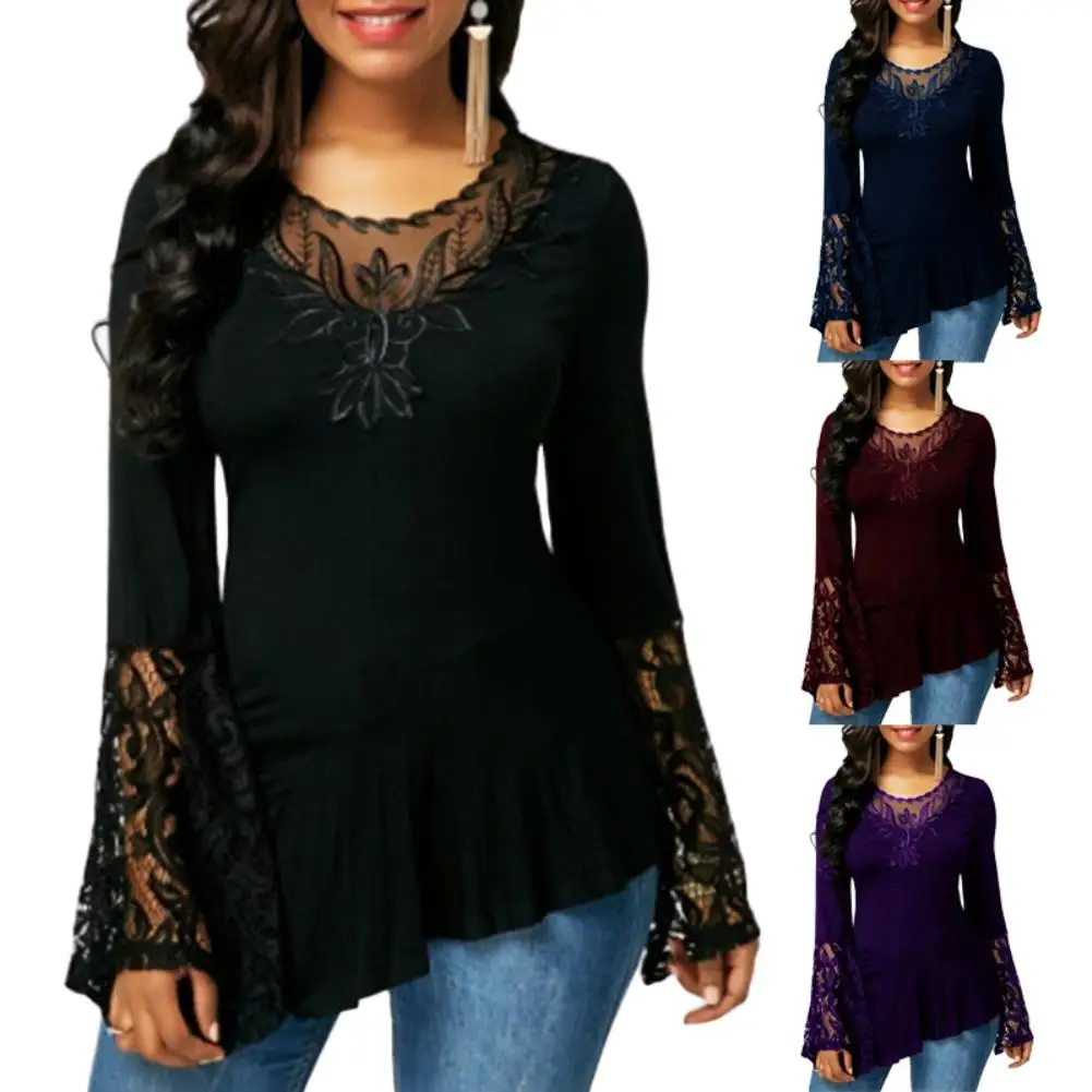 Casual Women Autumn O Neck Long Sleeve Lace Stitching Irregular Hem T-shirt Solid Color Tshirt Women Streetwear Tee Shirt Summer
Casual Women Autumn O Neck Long Sleeve Lace Stitching Irregular Hem T-shirt Solid Color Tshirt Women Streetwear Tee Shirt Summer